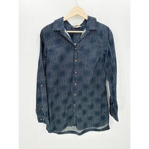 Duluth Trading Co Women Button Down Shirt Hemp Organic Cotton Blend Size Small